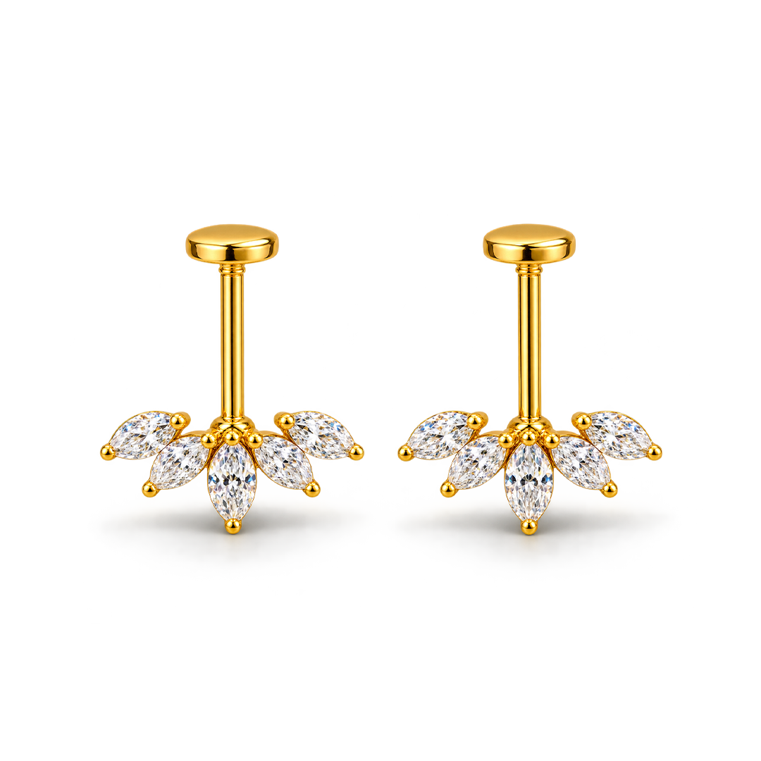 Chiseled Geometric Halo Tops &bull; 18KT Dual Tone